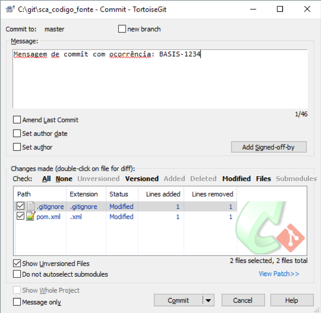 tortoisegit commit message