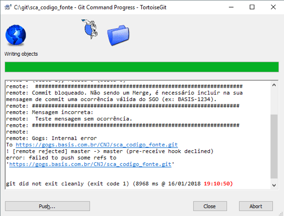 tortoisegit push error