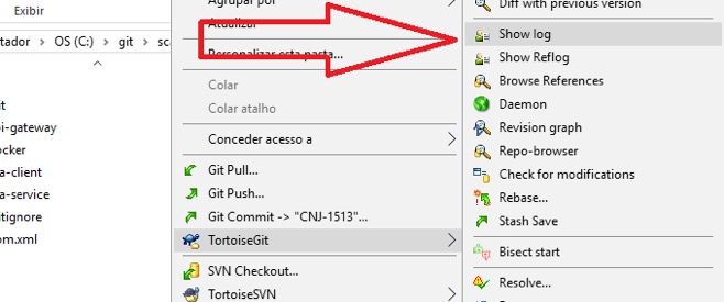 tortoisegit tag menu